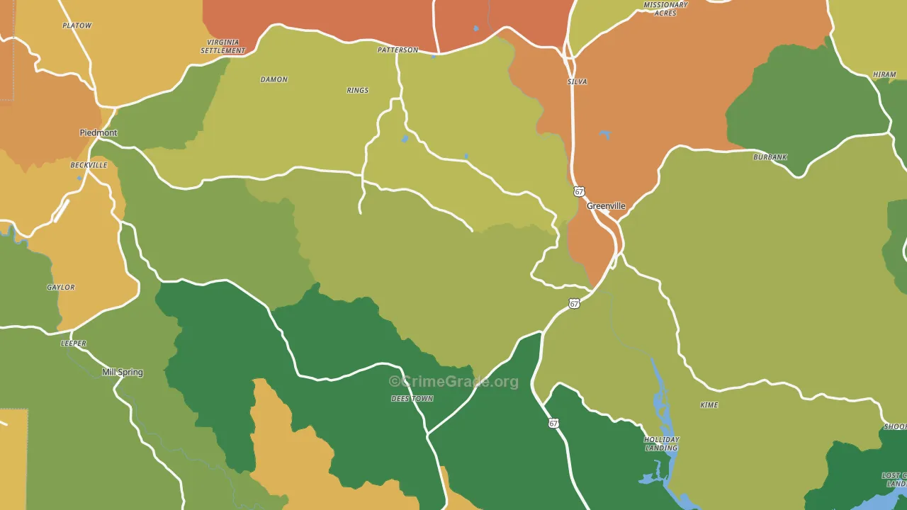 Wayne County, MO Map of Assault Rates