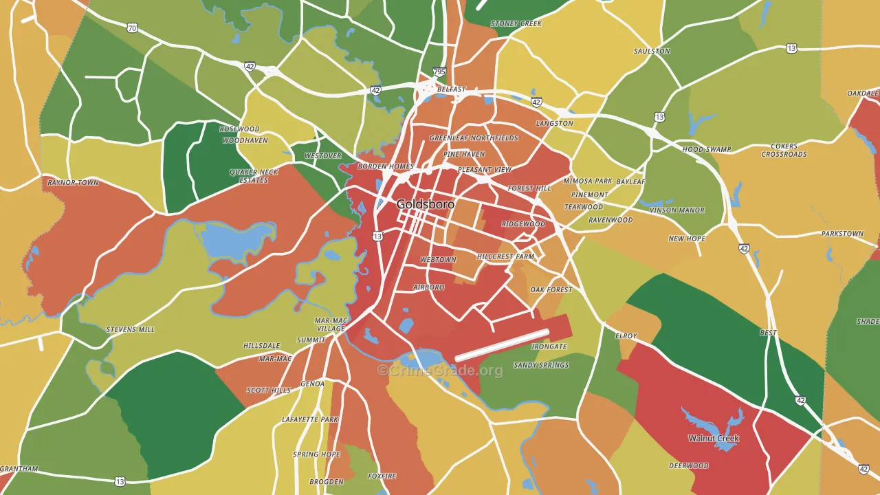 Wayne County, NC Map of Assault Rates