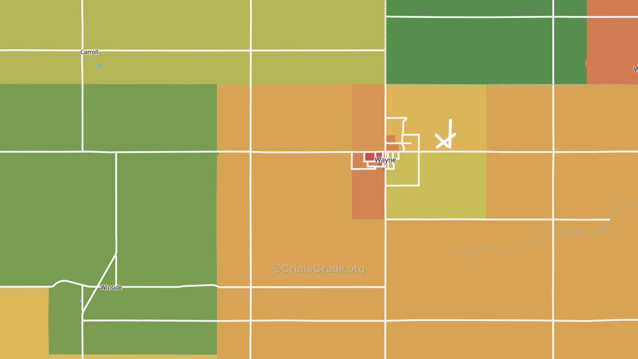 Wayne County, NE Map of Assault Rates