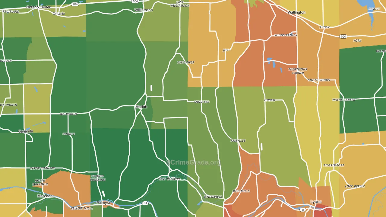 Wayne County, NY Map of Assault Rates