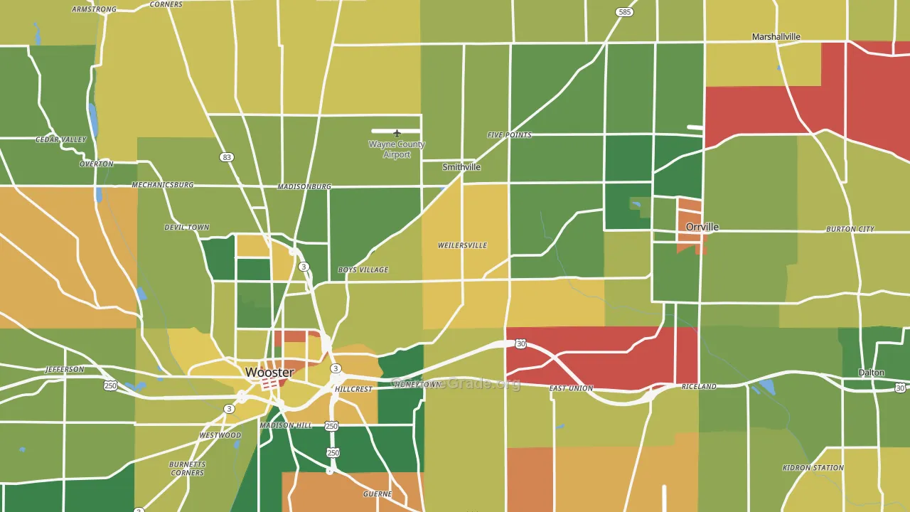 Wayne County, OH Map of Assault Rates