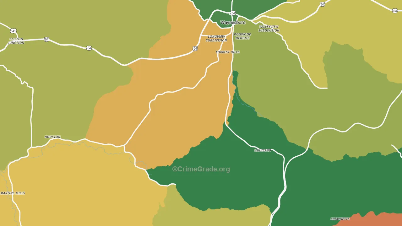 Wayne County, TN Map of Assault Rates
