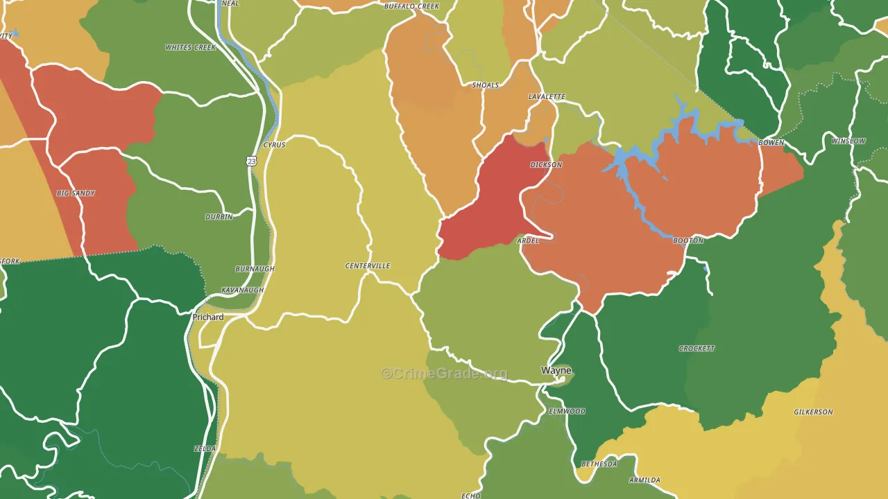 Wayne County, WV Map of Assault Rates