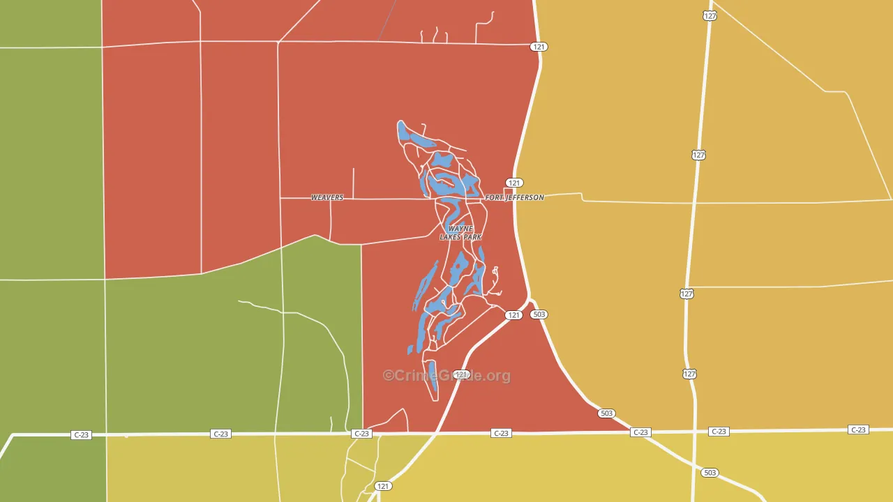 Wayne Lakes, OH Map of Assault Rates