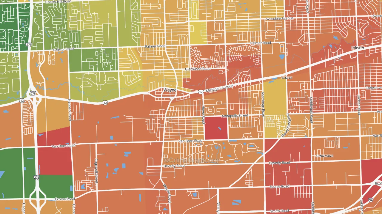 Wayne, MI Map of Assault Rates