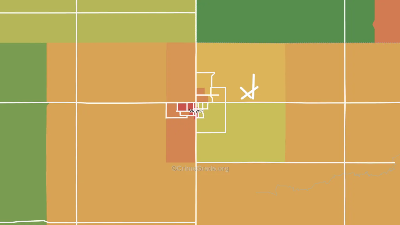 Wayne, NE Map of Assault Rates