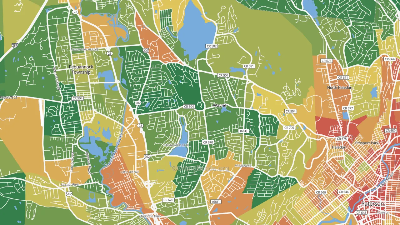 Wayne, NJ Map of Assault Rates