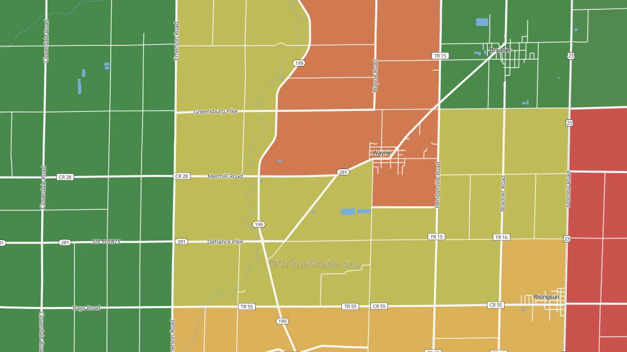 Wayne, OH Map of Assault Rates