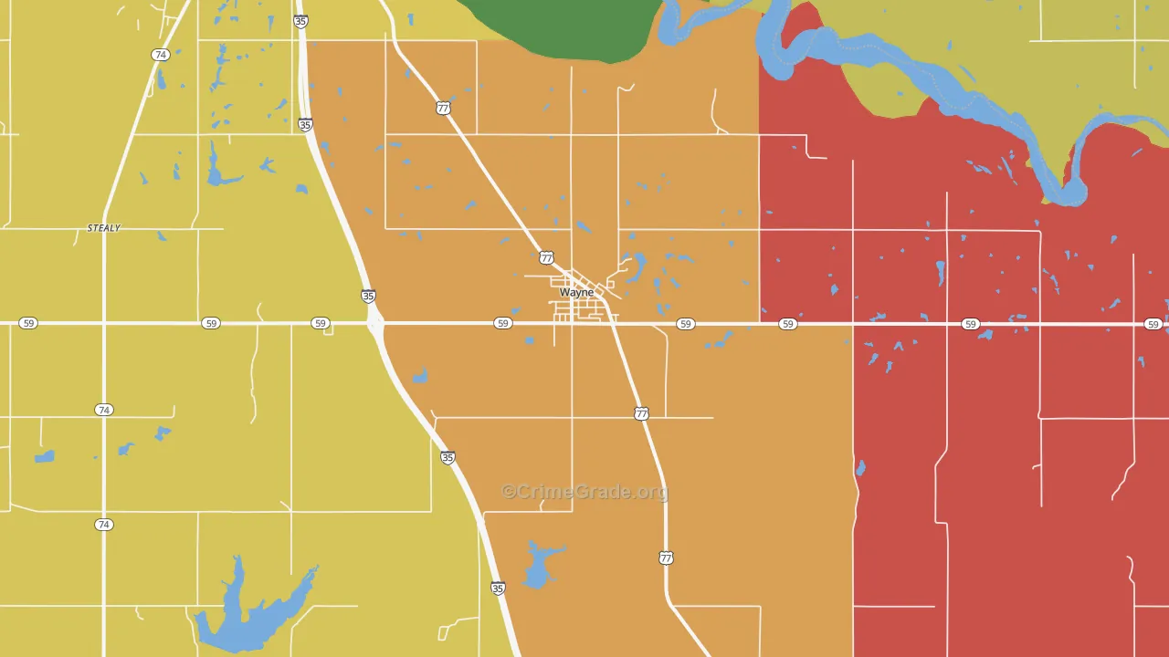 Wayne, OK Map of Assault Rates
