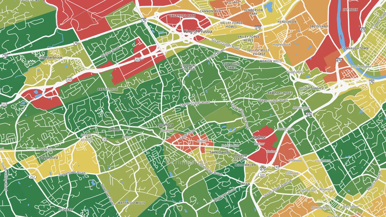 Wayne, PA Map of Assault Rates