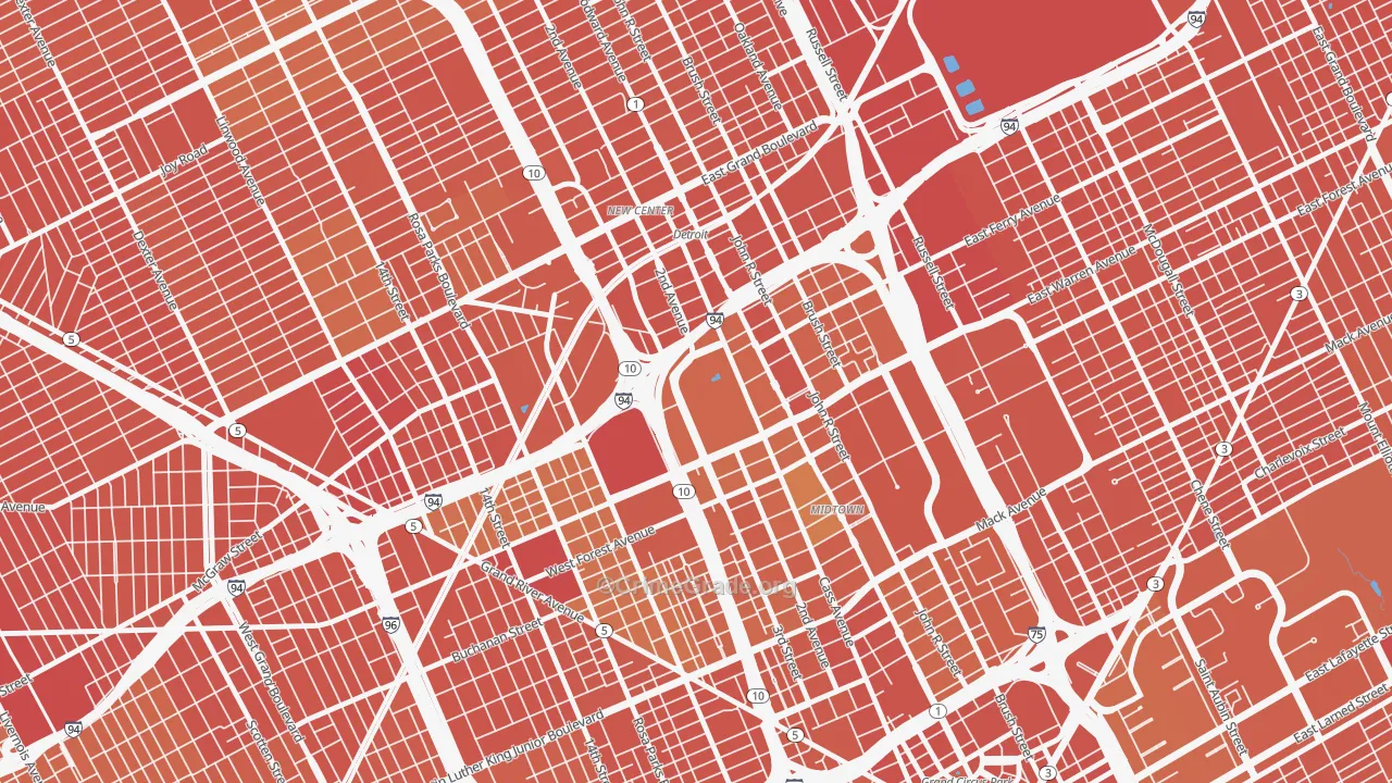 Wayne State, Detroit, MI Map of Assault Rates