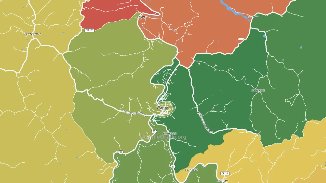 Wayne, WV Map of Assault Rates