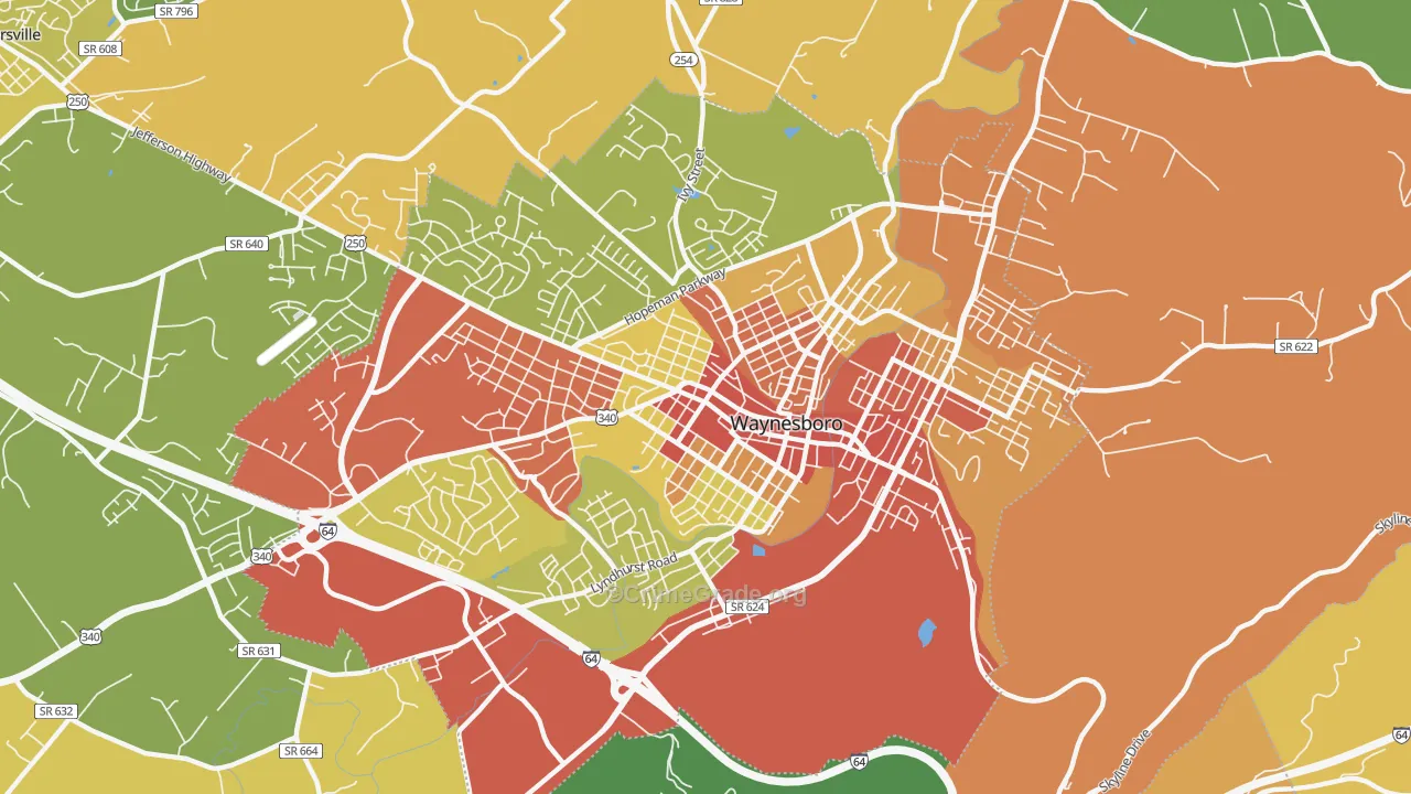 Waynesboro City, VA Map of Assault Rates