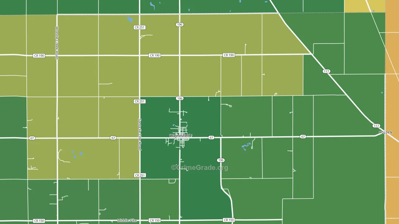 Waynesfield, OH Map of Assault Rates