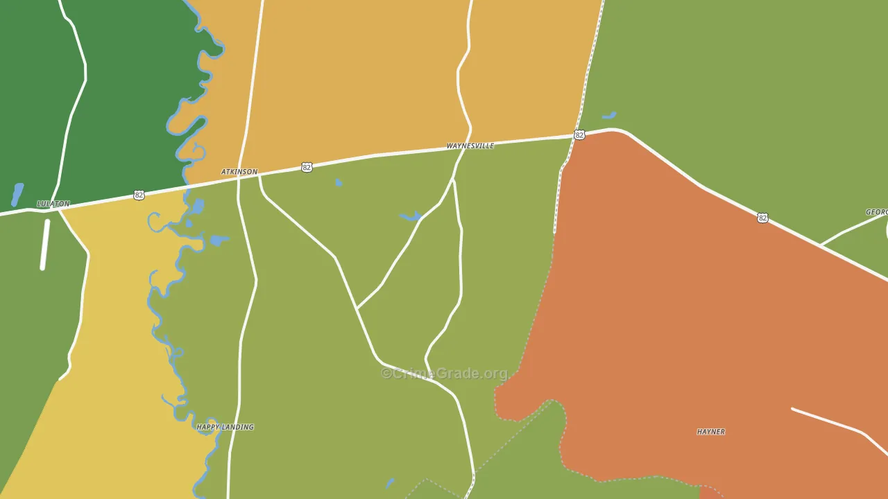 Waynesville, GA Map of Assault Rates
