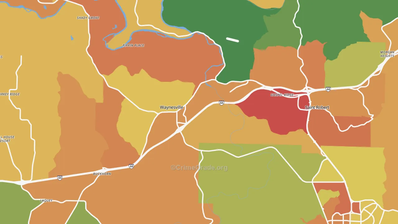 Waynesville, MO Map of Assault Rates