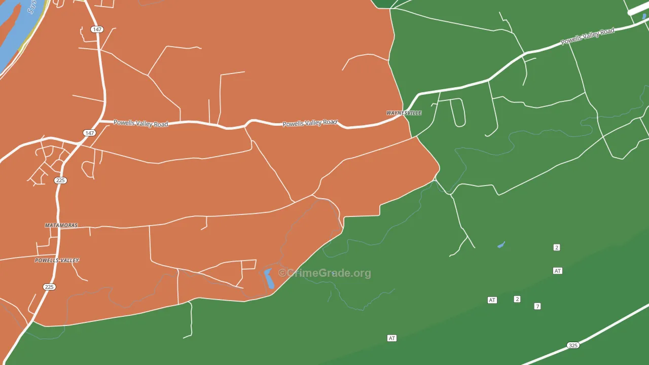 Waynesville, PA Map of Assault Rates