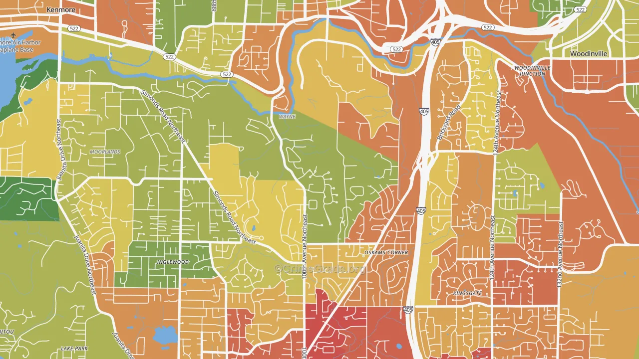 Waynita-Simonds-Norway Hill, Bothell, WA Map of Assault Rates