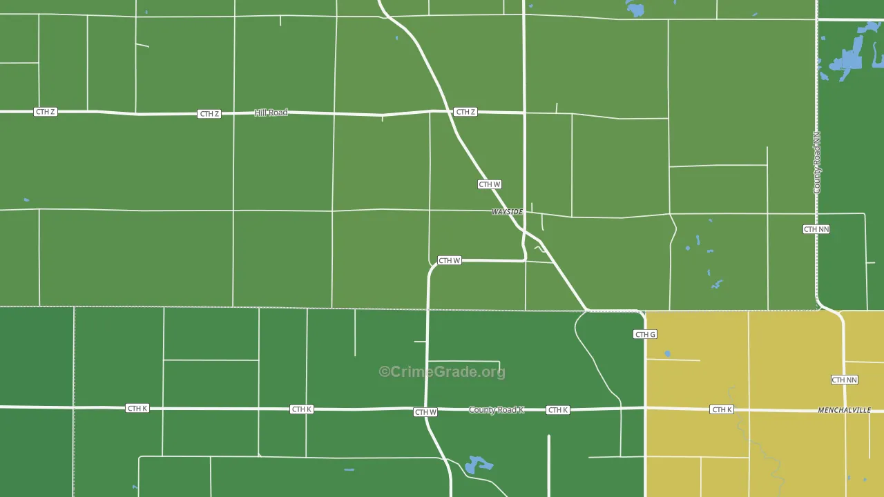 Wayside, WI Map of Assault Rates