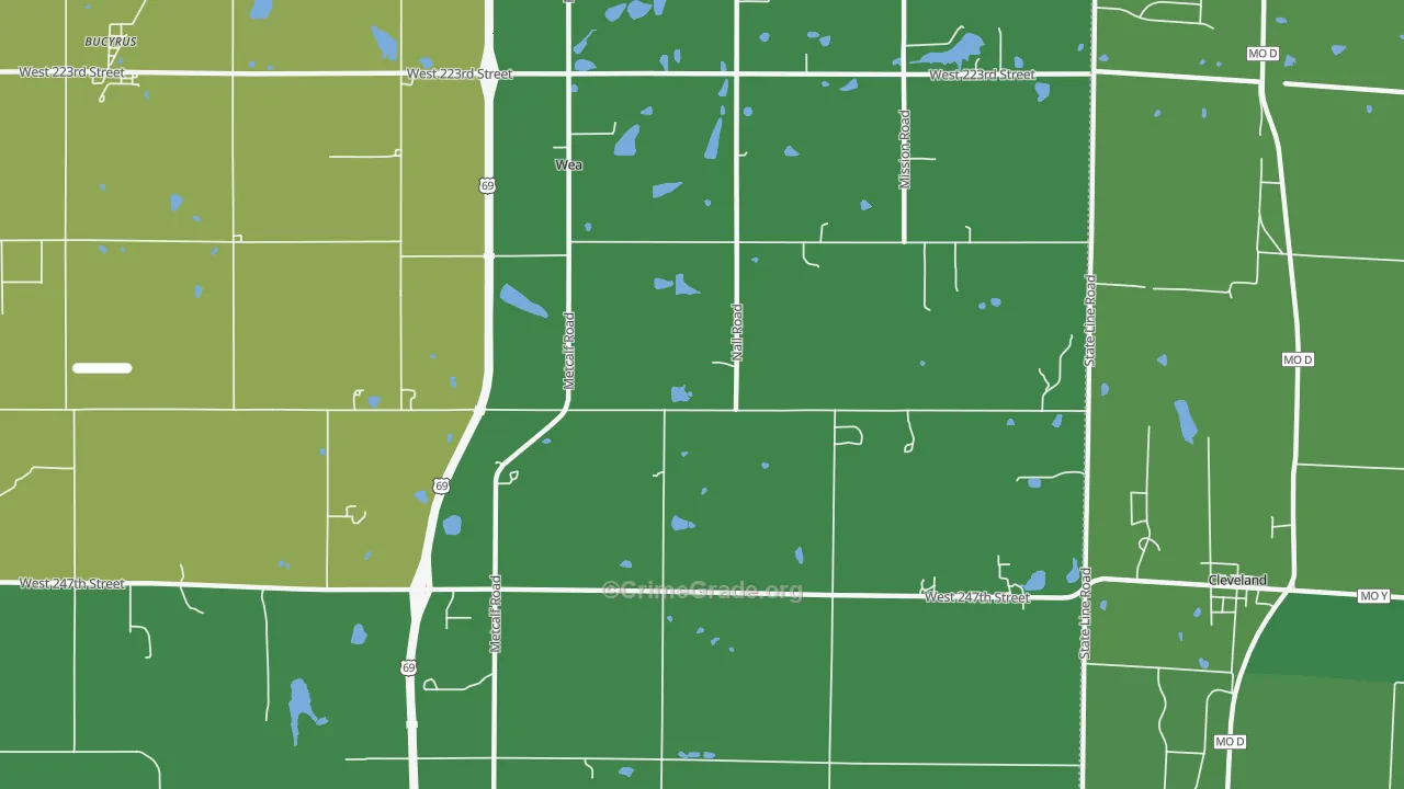Wea, KS Map of Assault Rates