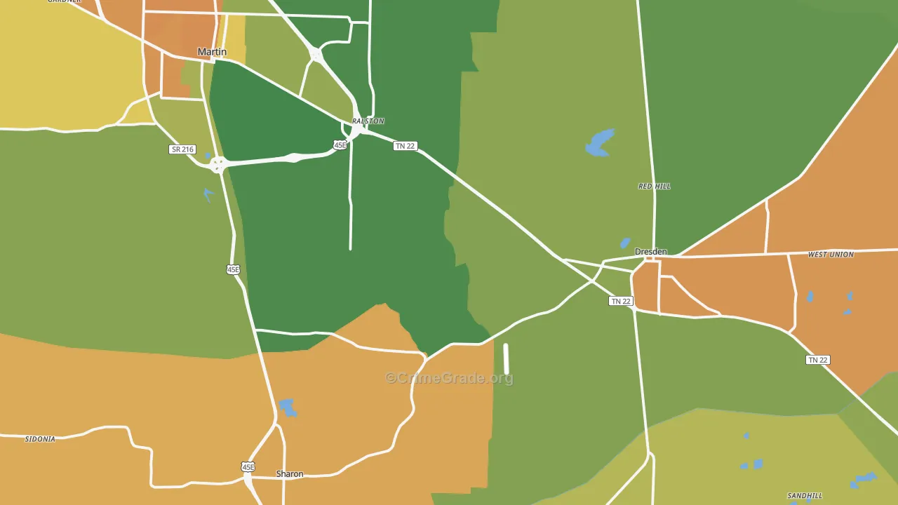 Weakley County, TN Map of Assault Rates