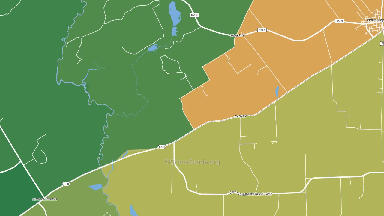 Wealthy, TX Map of Assault Rates