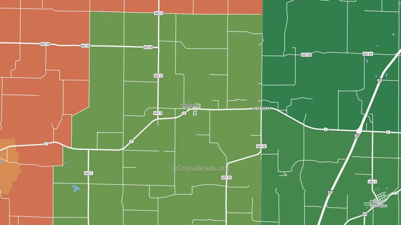 Weatherby, MO Map of Assault Rates