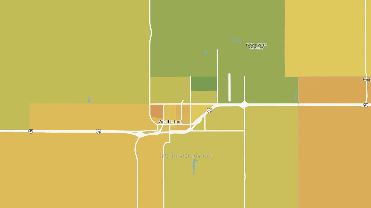 Weatherford, OK Map of Assault Rates