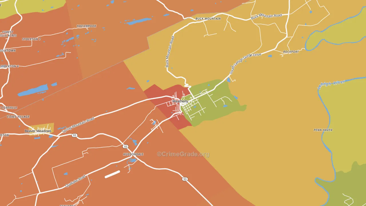 Weatherly, PA Map of Assault Rates
