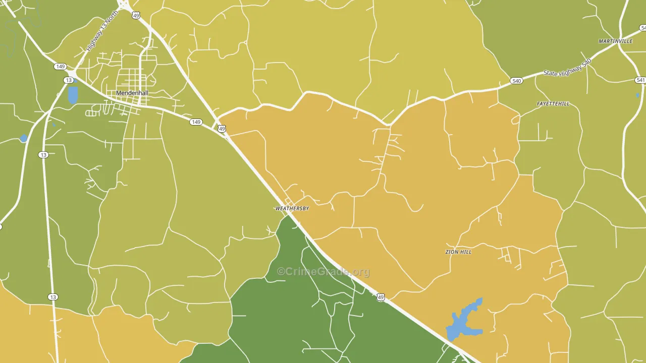 Weathersby, MS Map of Assault Rates