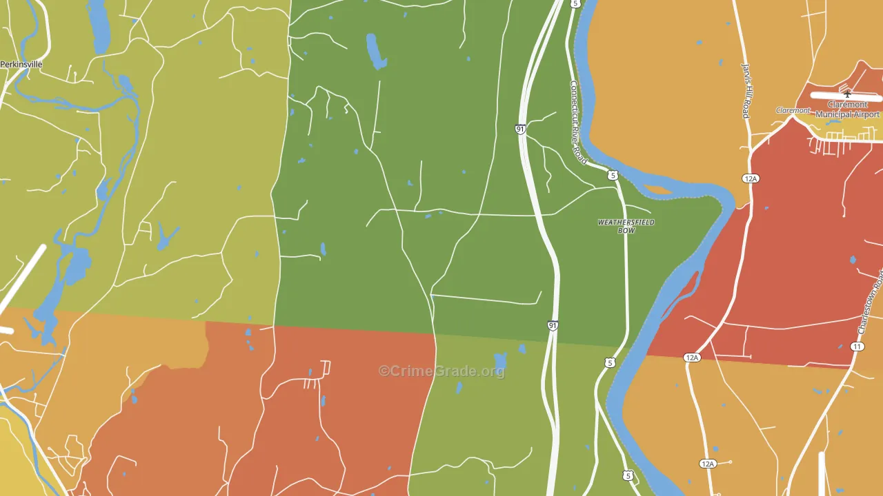 Weathersfield Bow, VT Map of Assault Rates
