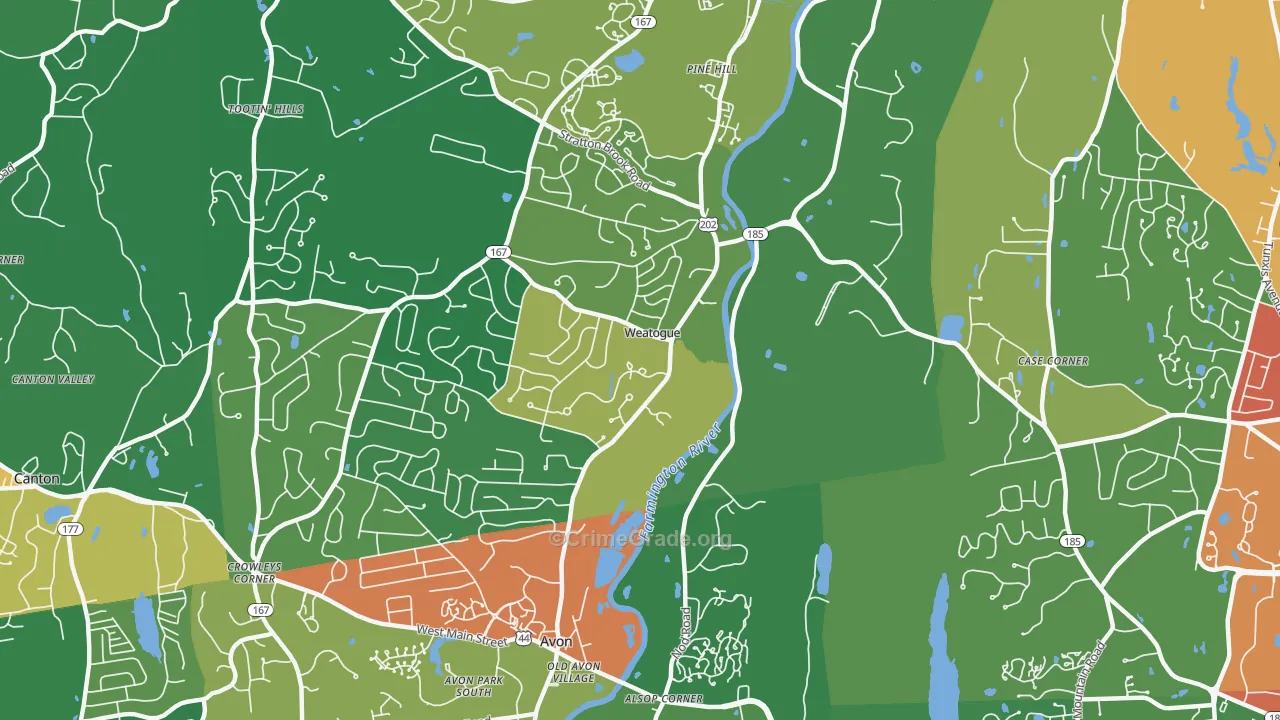 Weatogue, CT Map of Assault Rates