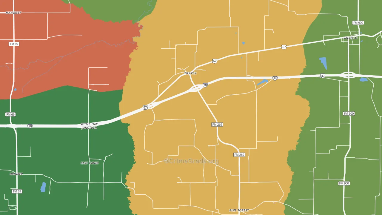 Weaver, TX Map of Assault Rates