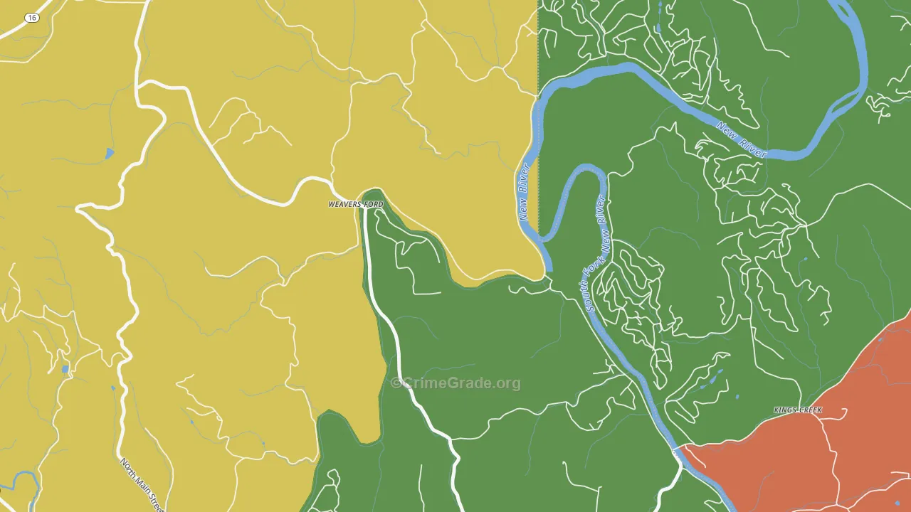 Weavers Ford, NC Map of Assault Rates
