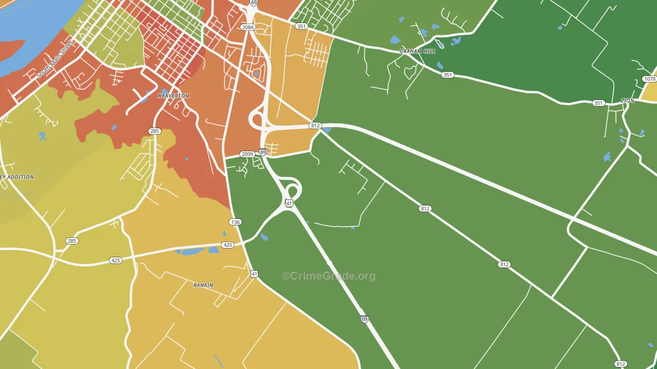 Weaverton, KY Map of Assault Rates