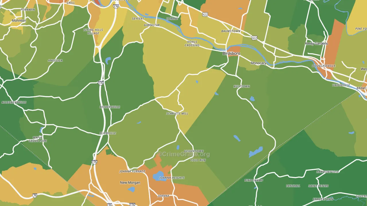 Weavertown, PA Map of Assault Rates