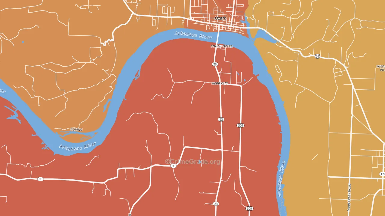 Webb City, AR Map of Assault Rates