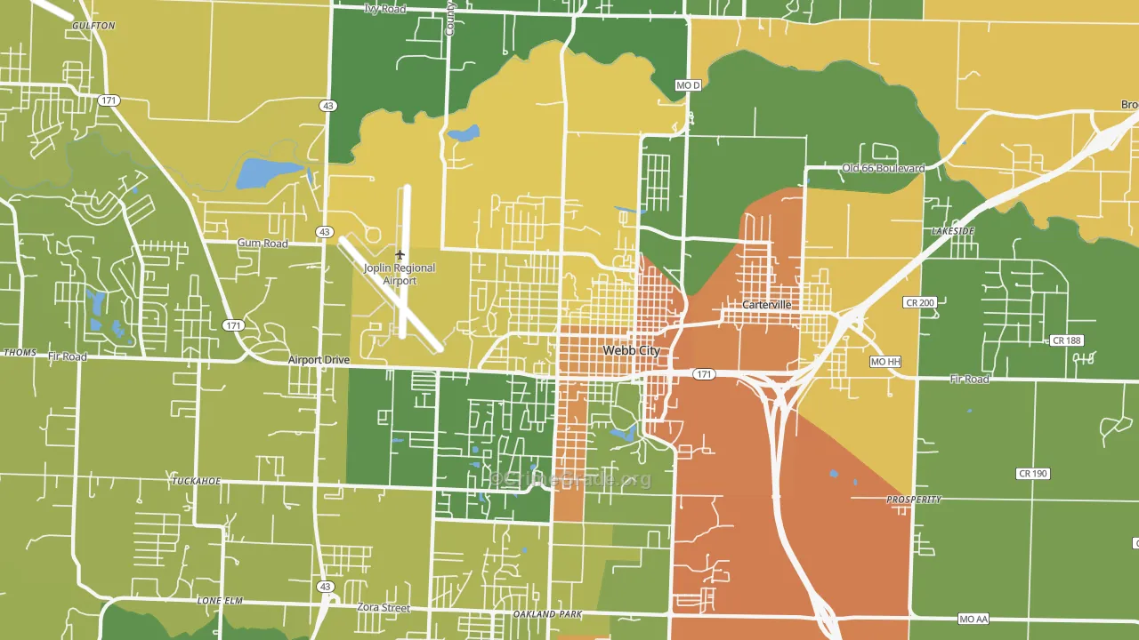 Webb City, MO Map of Assault Rates