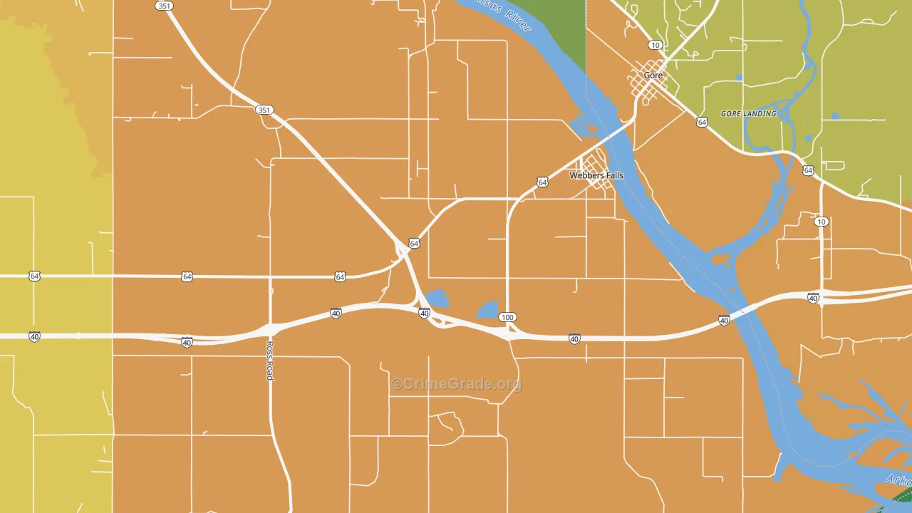 Webbers Falls, OK Map of Assault Rates
