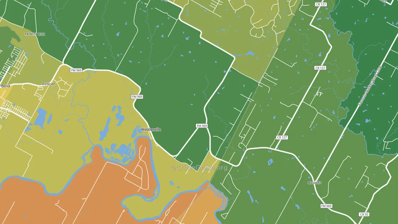 Webberville, TX Map of Assault Rates