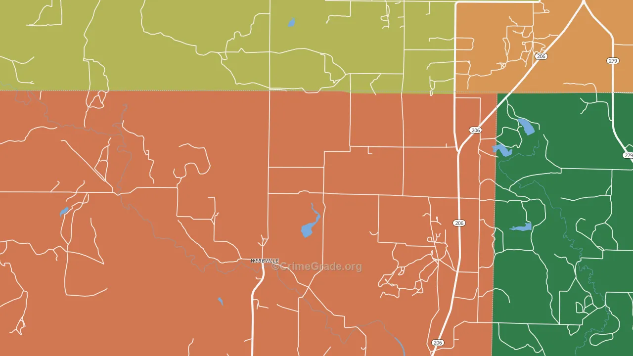 Webbville, TX Map of Assault Rates