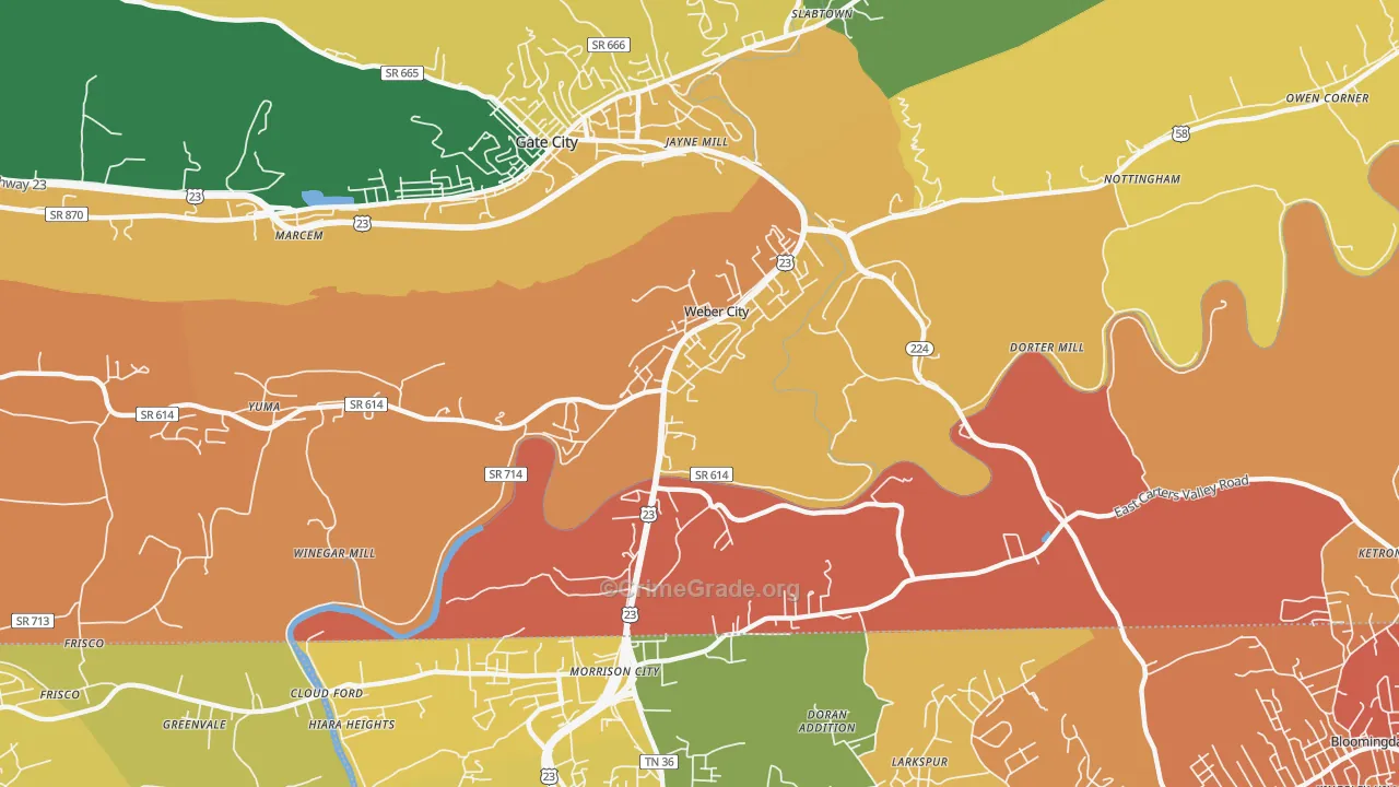 Weber City, VA Map of Assault Rates