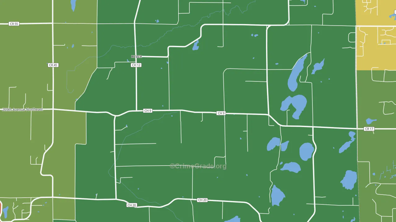 Weber, MN Map of Assault Rates