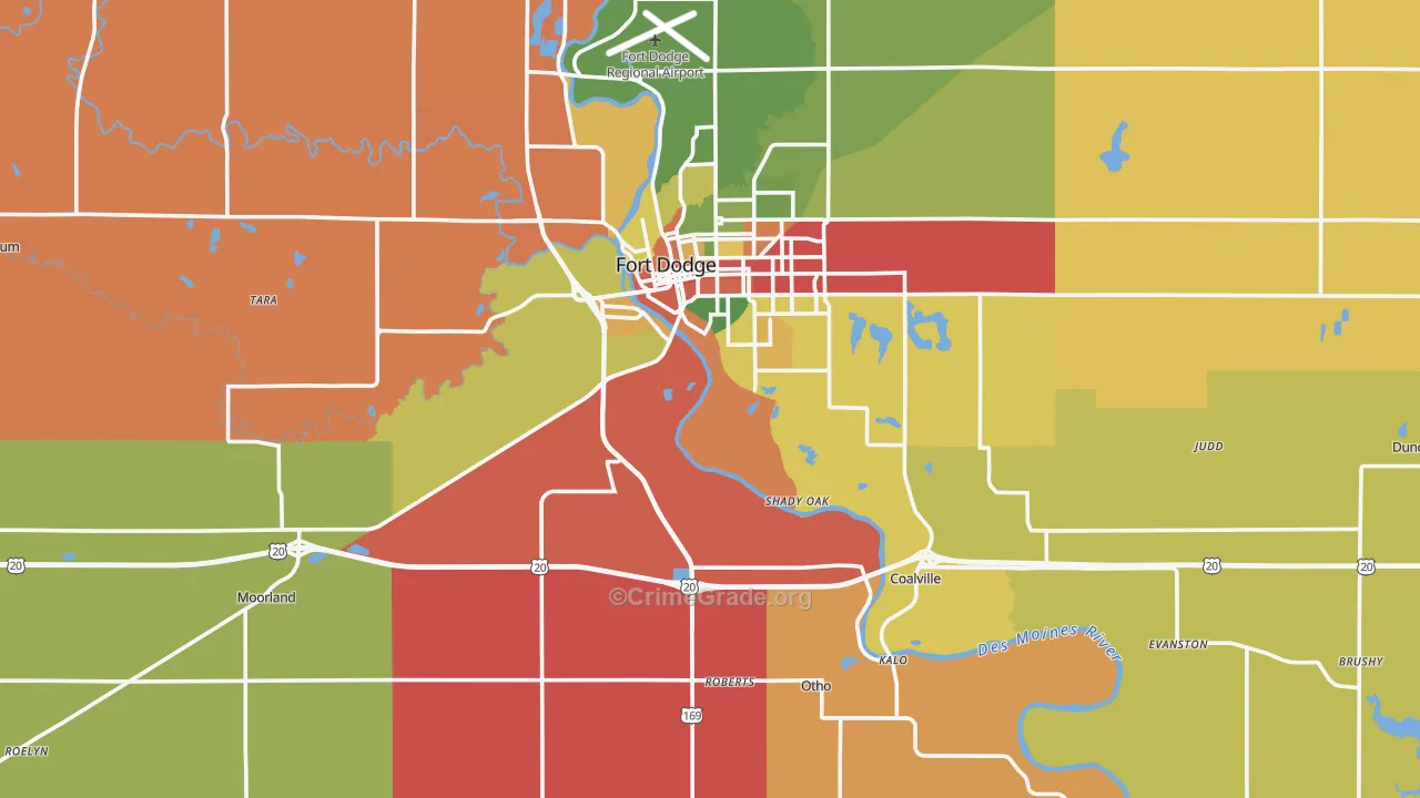 Webster County, IA Map of Assault Rates