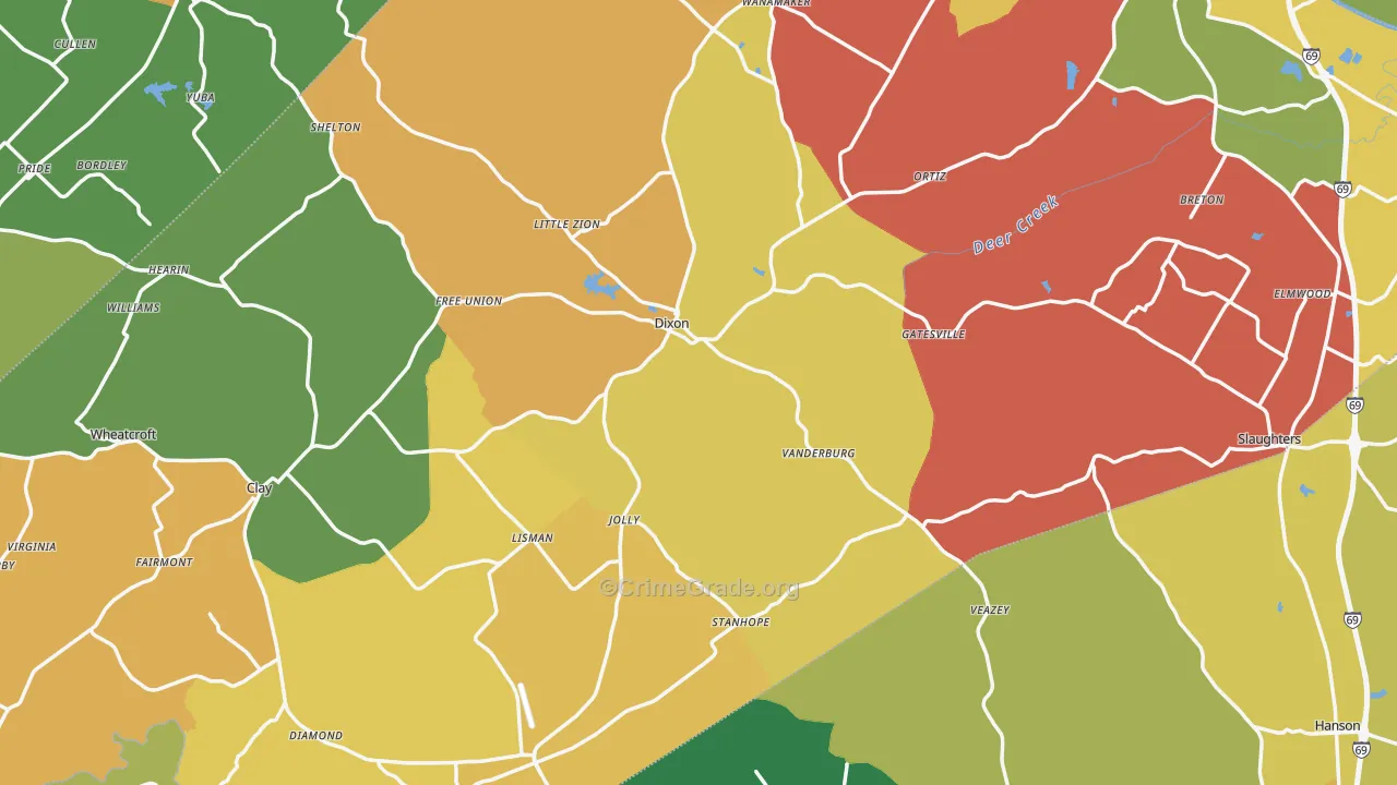Webster County, KY Map of Assault Rates