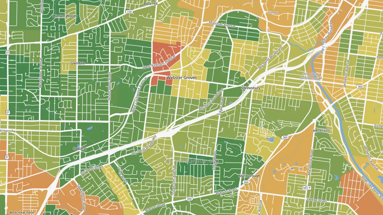 Webster Groves, MO Map of Assault Rates