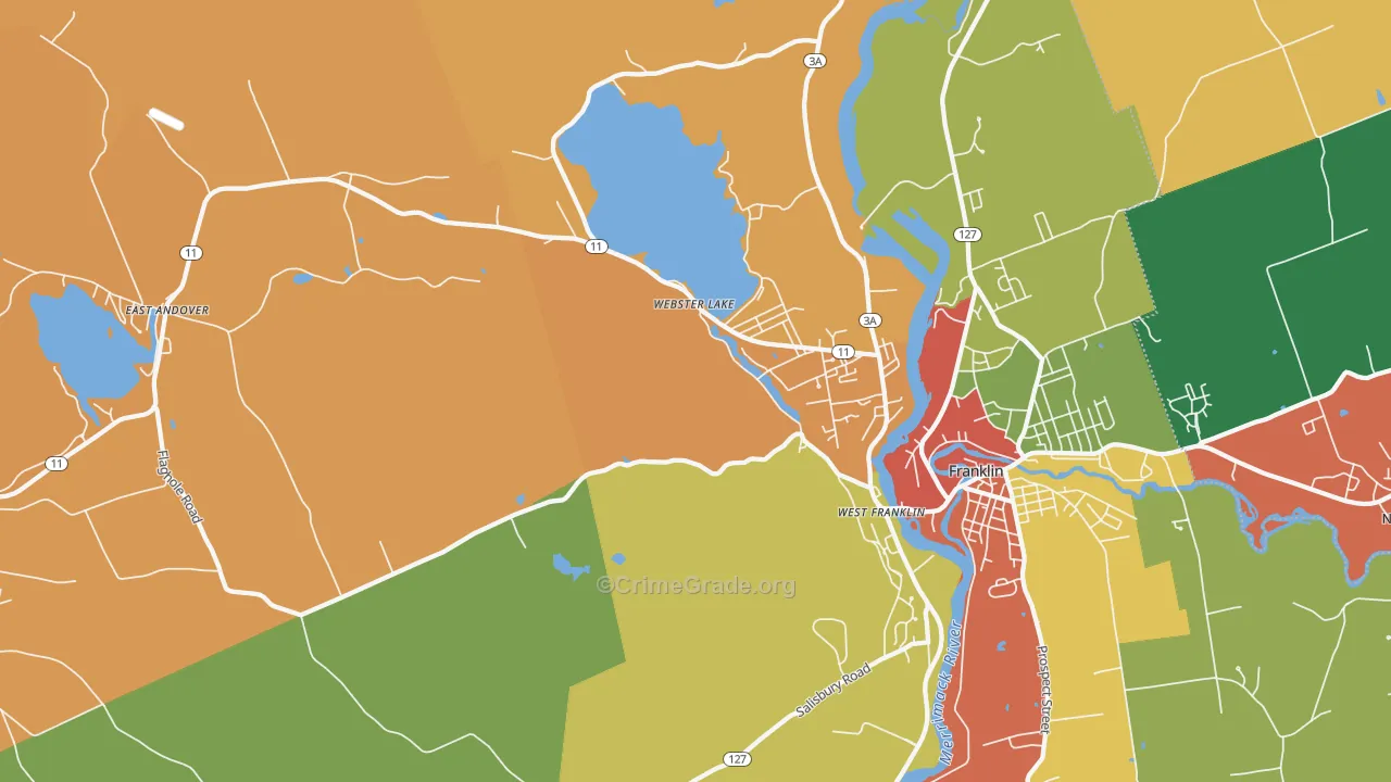 Webster Lake, NH Map of Assault Rates