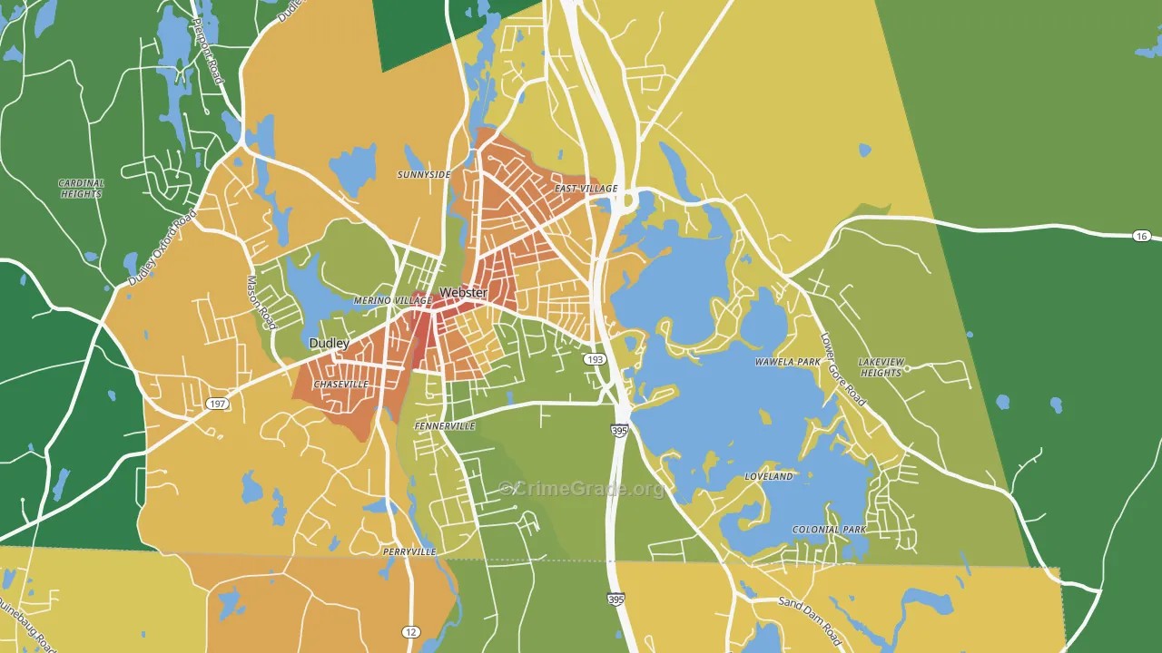 Webster, MA Map of Assault Rates