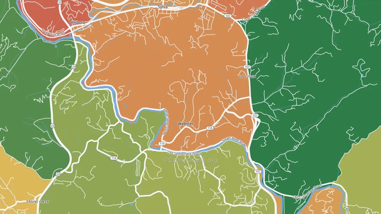 Webster, NC Map of Assault Rates