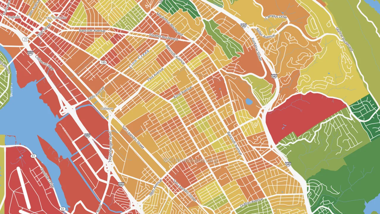 Webster, Oakland, CA Map of Assault Rates